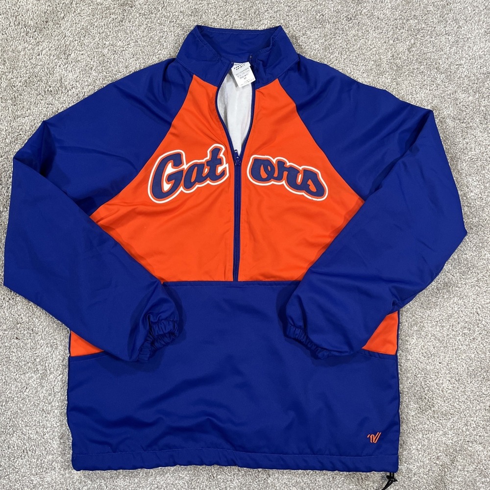VTG Varsity Spirit Florida Gators‎ Pullover Jacket M Blue Orange Half Zip NCAA